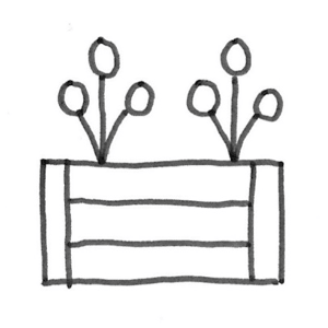 Illustration av kruka med växter i.